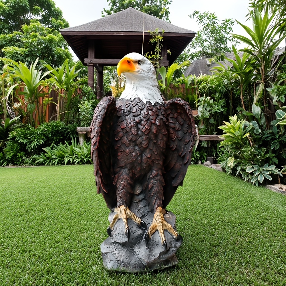 TEMU 1pc Large Standing Bald Eagle Garden Statue - Heavy-duty Outdoor Decoration With , 13x24 Inches Tall Patriotic Yard Decor For Day, Lawn, Office,