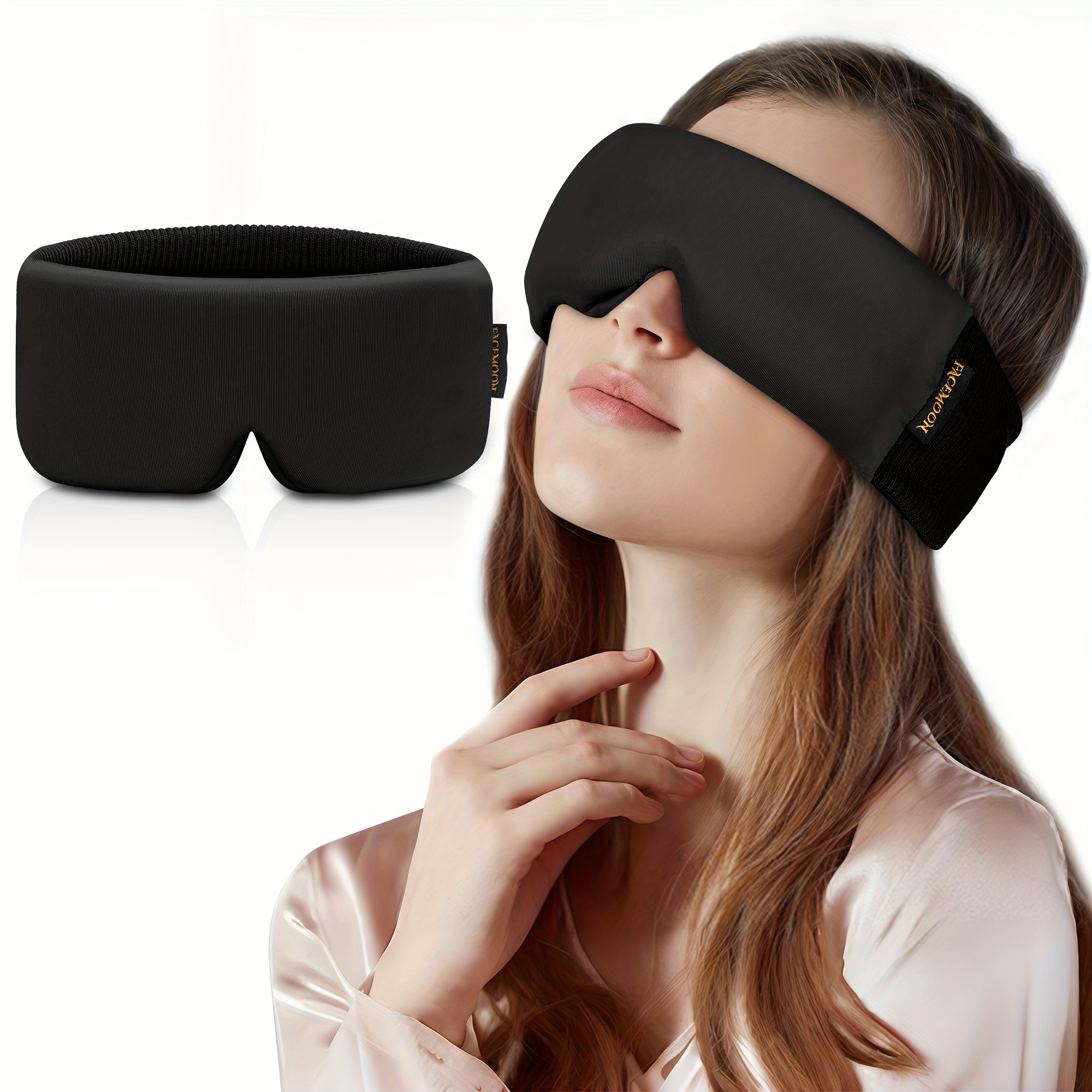 

Blackout Sleep Mask For Women & Men - Soft Eye Mask With Elastic Adjustable Strap For Night Shift And Travel, Perfect For Airplane And Night Time Rest, Black