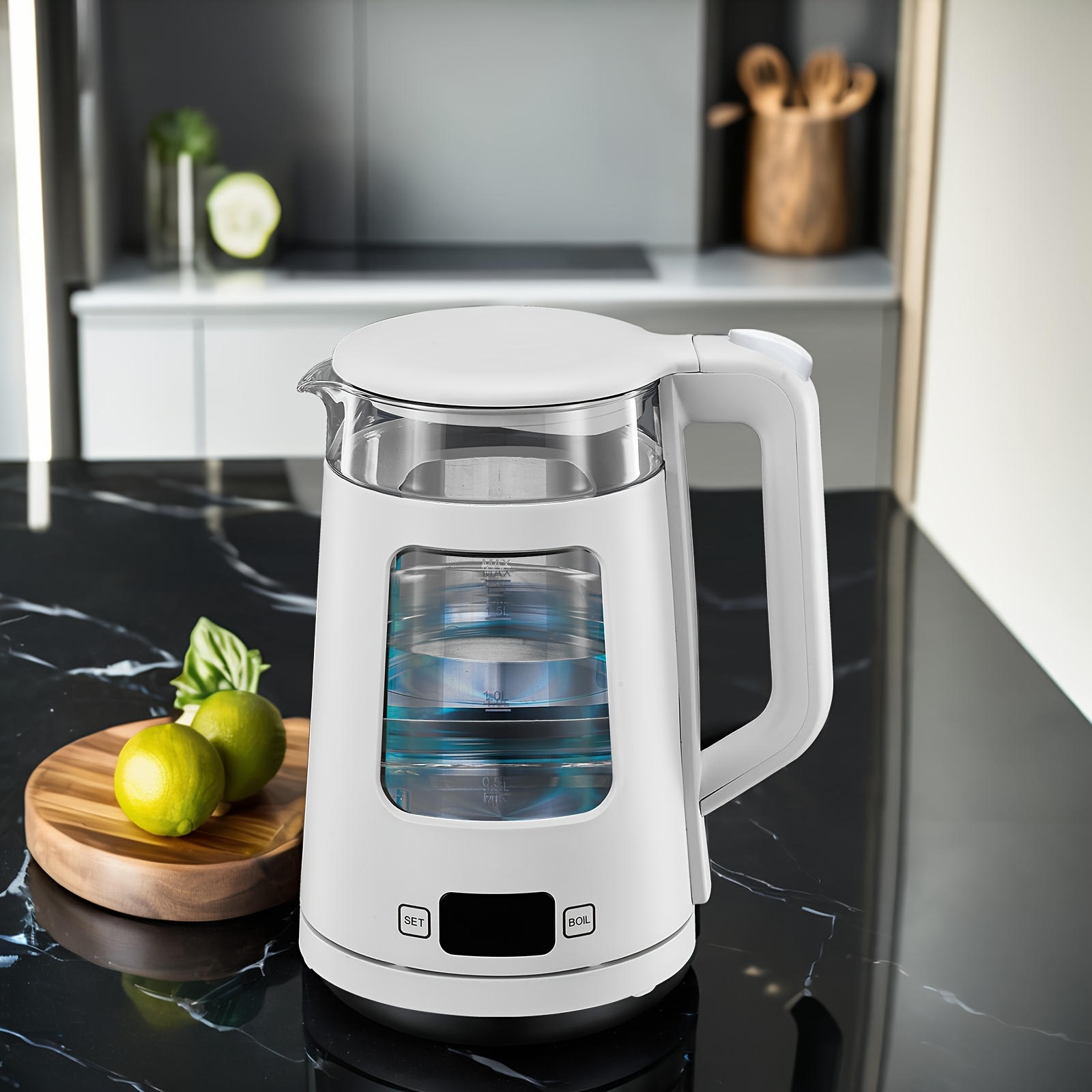 Electric Kettle, 1.7l Glass Tea Kettle, With , 5 Temperature Control, 2200w Fast Boil, Auto Shut-off & Boil-, With 5 Colored Lights, Hot Tea Machine, Chilling Water Machine, Beverage Machine