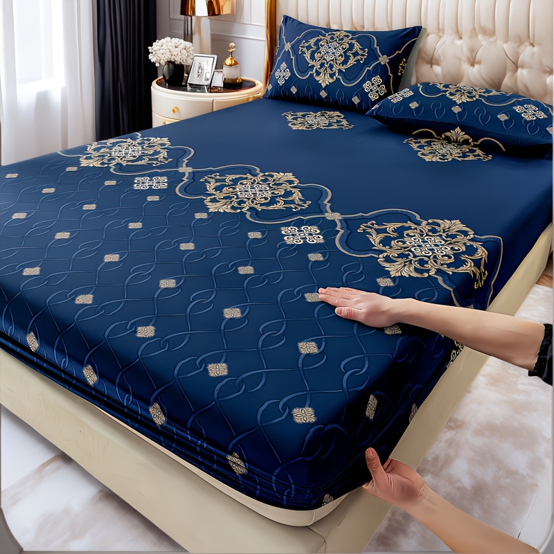 3pcs set royal jacquard fitted sheet set Temu Mexico