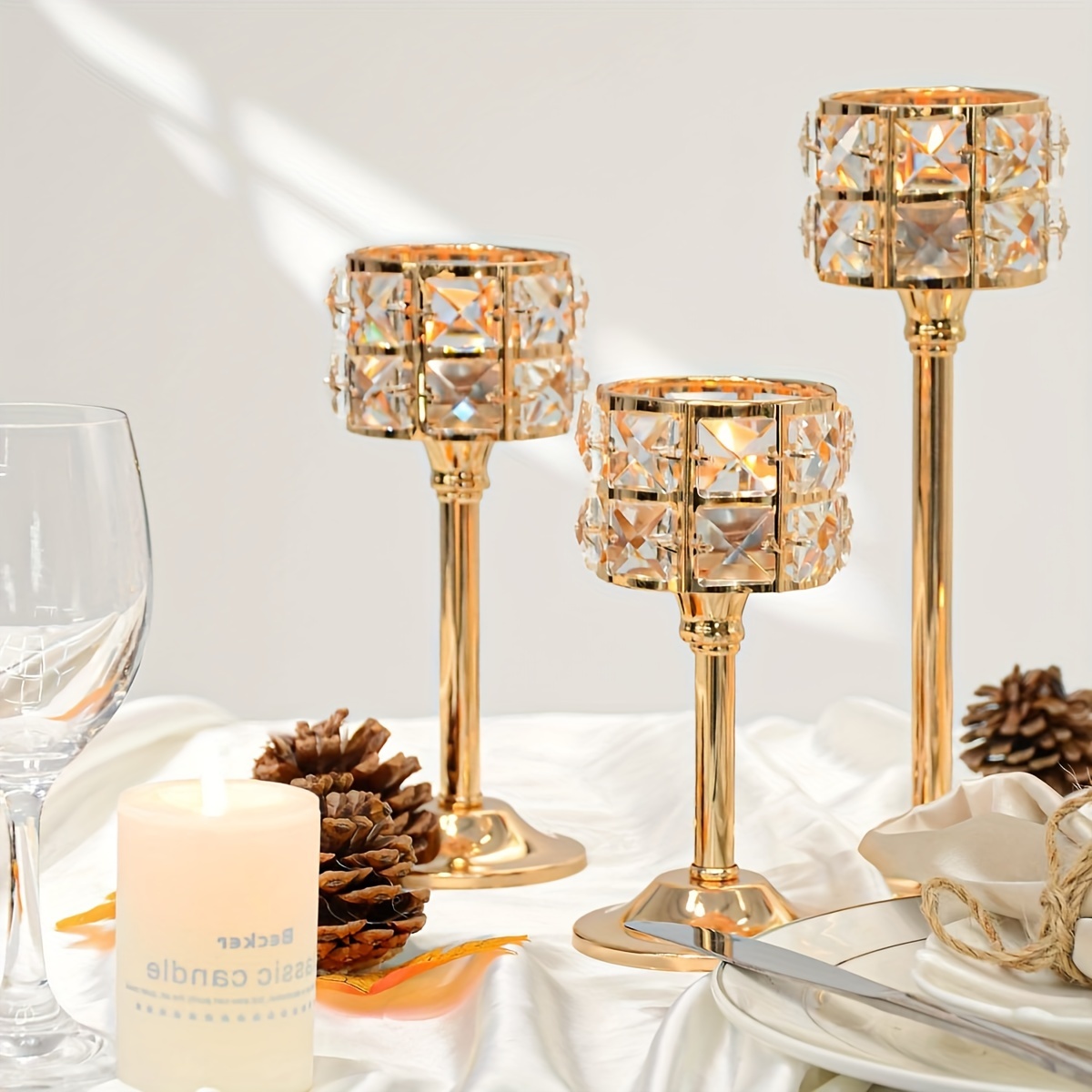 3pcs european style   candlestick creative metal ornaments wedding hotel home candlelight dinner props layout decorations 1