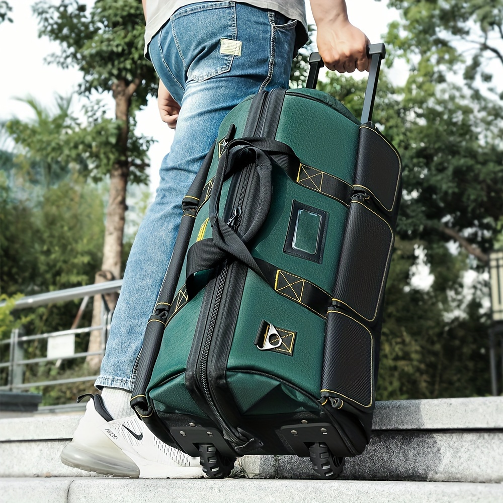 portable multi functional wheeled tool case with 4 wheels ergonomic handle durable fabric construction large capacity multiple compartments reinforced corners secure zippers for professional repair travel diy mixed colors durable carrying case for tools organized compartment design highcapacity design 0
