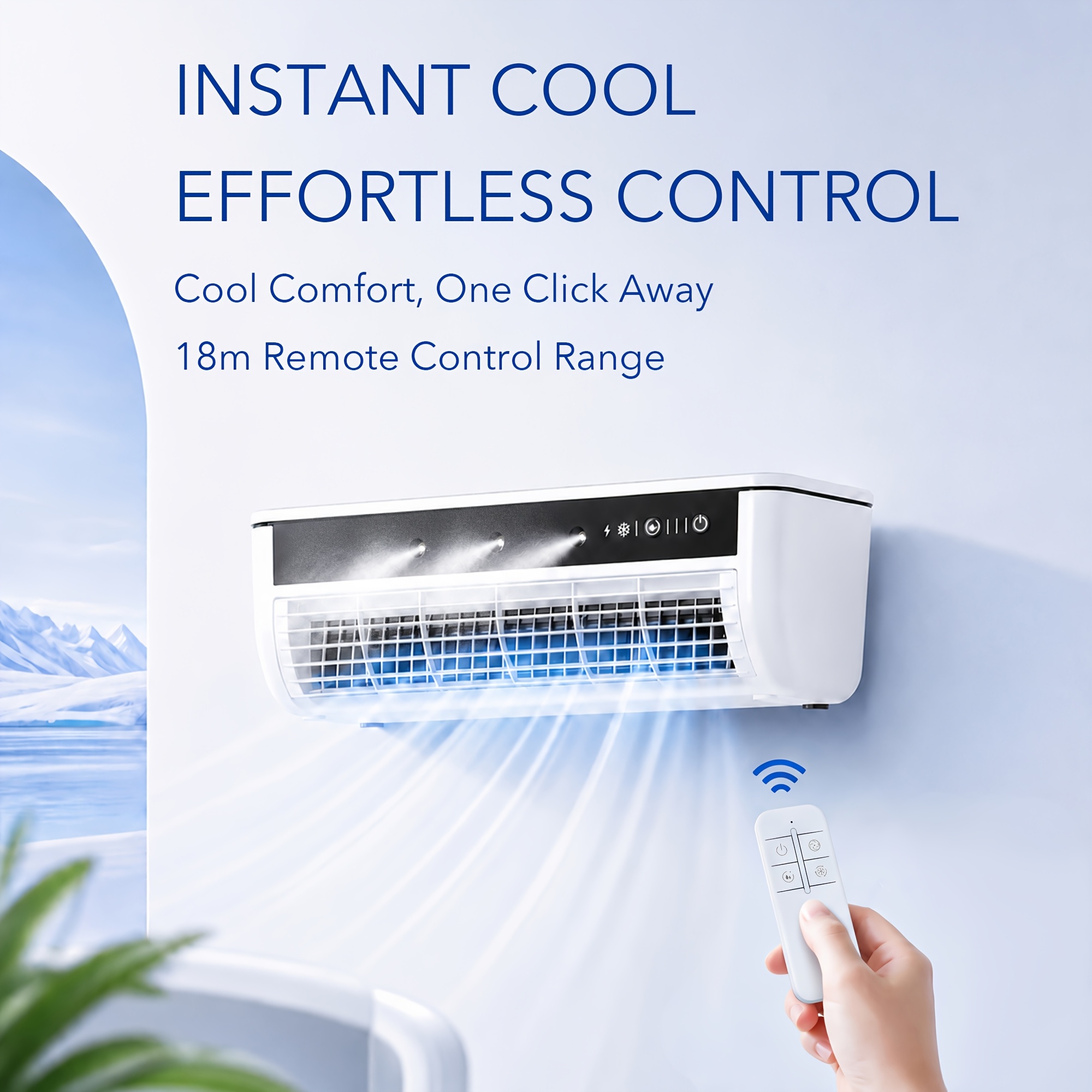 Ventilateur 3-en-1 amélioré 2026 pour mur/Portable/Desktop avec brumisateur à triple buse, refroidissement à semi-conducteur et humidificateur, écran intelligent et télécommande, flux d'air froid puis