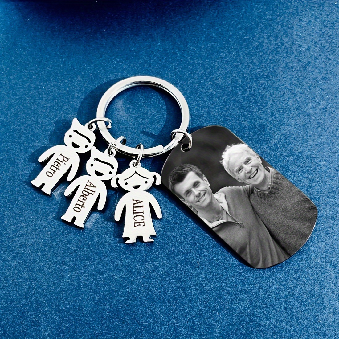 

Custom Photo & Names Keychain For Dad - Stainless Steel, Fashionable Gift For Father, Fathers Day Gift, Christmas Gift