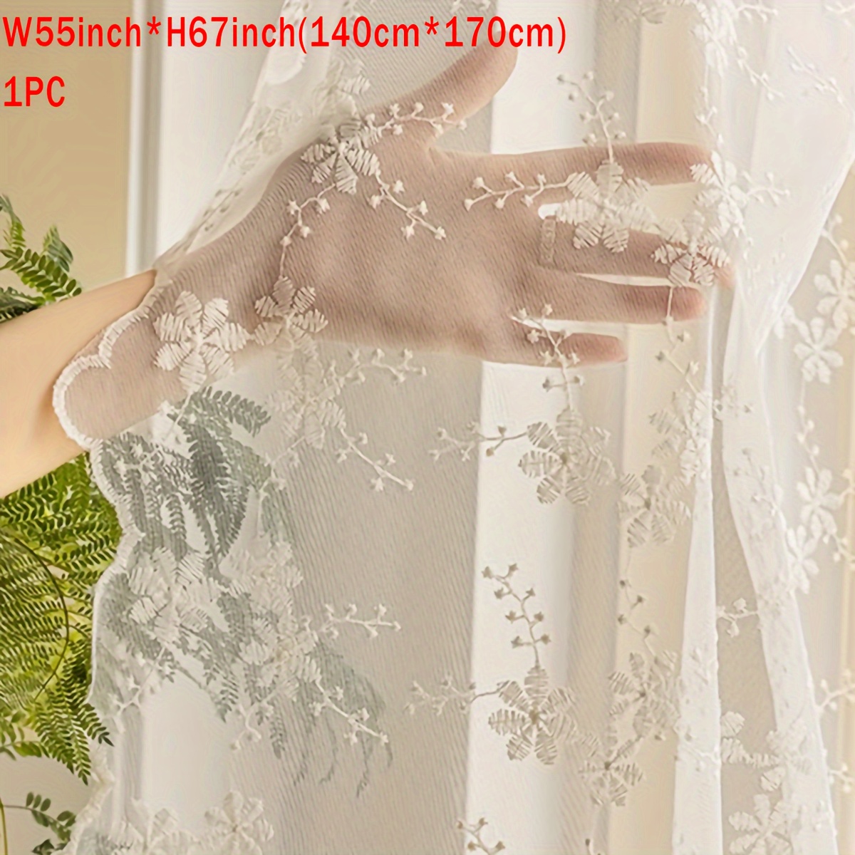 Image of 1pc Of Beige Small Daisy Embroidered European-style Country Sheer Curtains For Living Room And Bedroom Decoration, A Cozy Atmosphere To Home