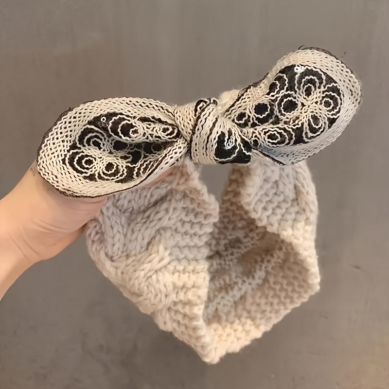 

Chic Mixed Color Knit Bow Headband - , Polyester