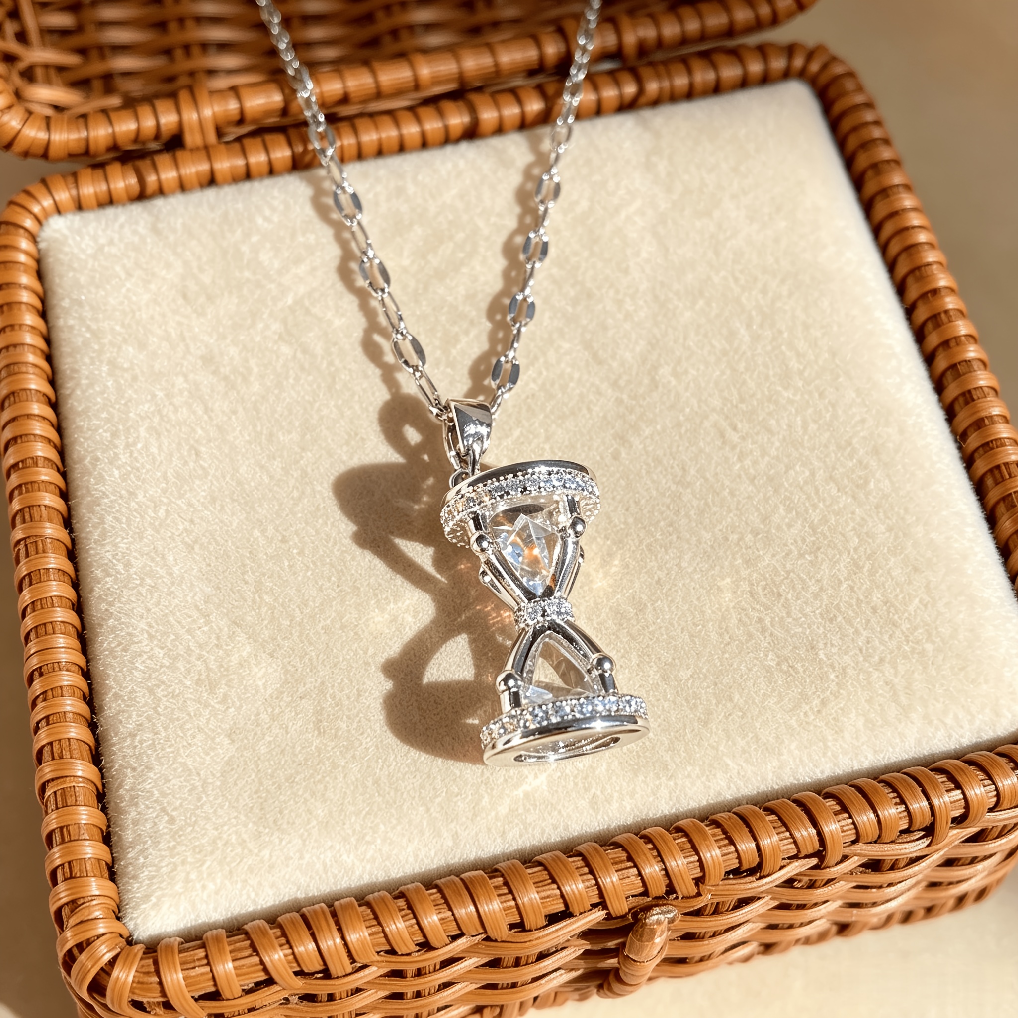 TEMU Pendentif de sablière avec en synthétique et chaîne en acier inoxydable, un accessoire de collier tendance pour femme. Bijou en acier inoxydable