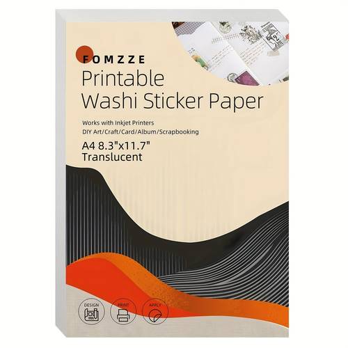 printable washi sticker paper for inkjet printers 8 3x11 7 inch full sheet 20 sheets stickers for scrapbooks journals notebooks album envelopes