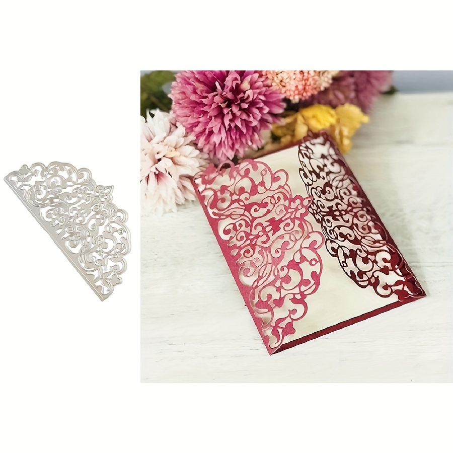 per Taglio da Matrimonio Stencil in Acciaio al Carbonio con Motivi  (Designs Floral Maroon) per Biglietti di Nozze Fai-da-te, Scrapbooking e