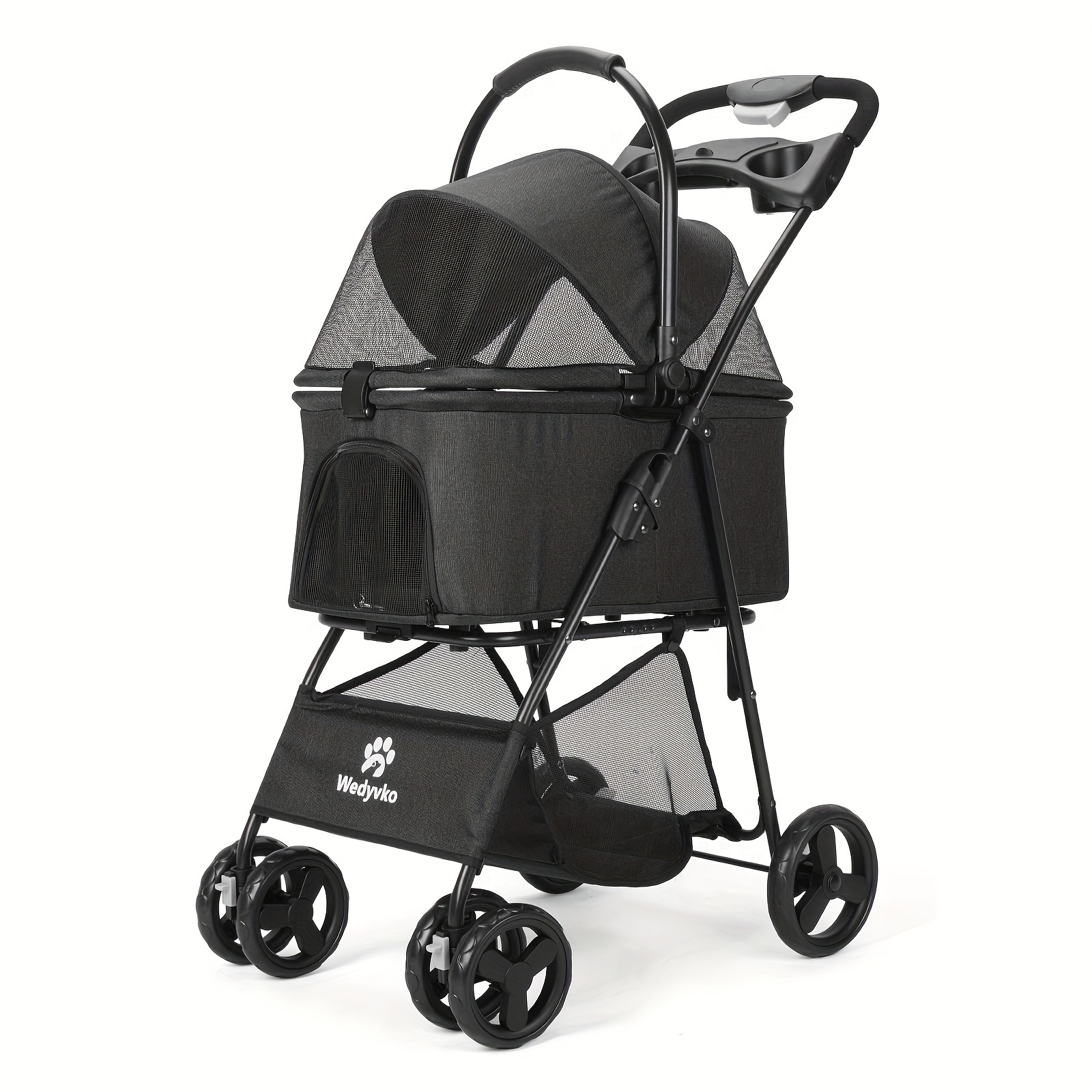 TEMU 2in 1 Pet Strollers, Foldable Dog Strollers, Removable Basket, Dogs Carts With Storage Basket, 360Â° Front Wheel Rear Wheel With Brake, Travel