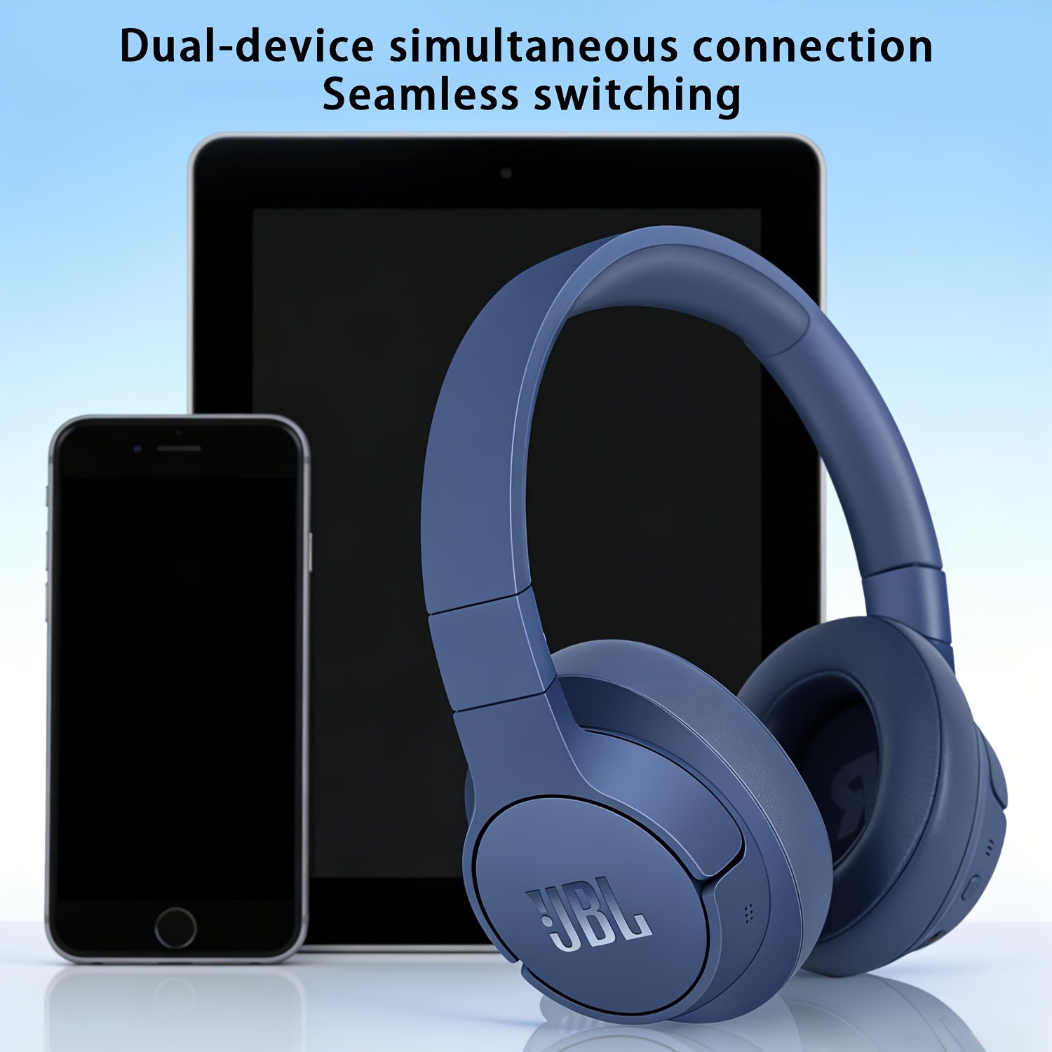 JBL T77ONC Wireless Over-Ear Headphones, BT 5.3 with 40mm Drivers for Legendary Bass, Adaptive Noise Reduction & Dual-Mode Wired/Wireless, Long-Lasting Battery & Clear Calls, Foldable Design for Travel, Ideal for Professionals, Students & Music
