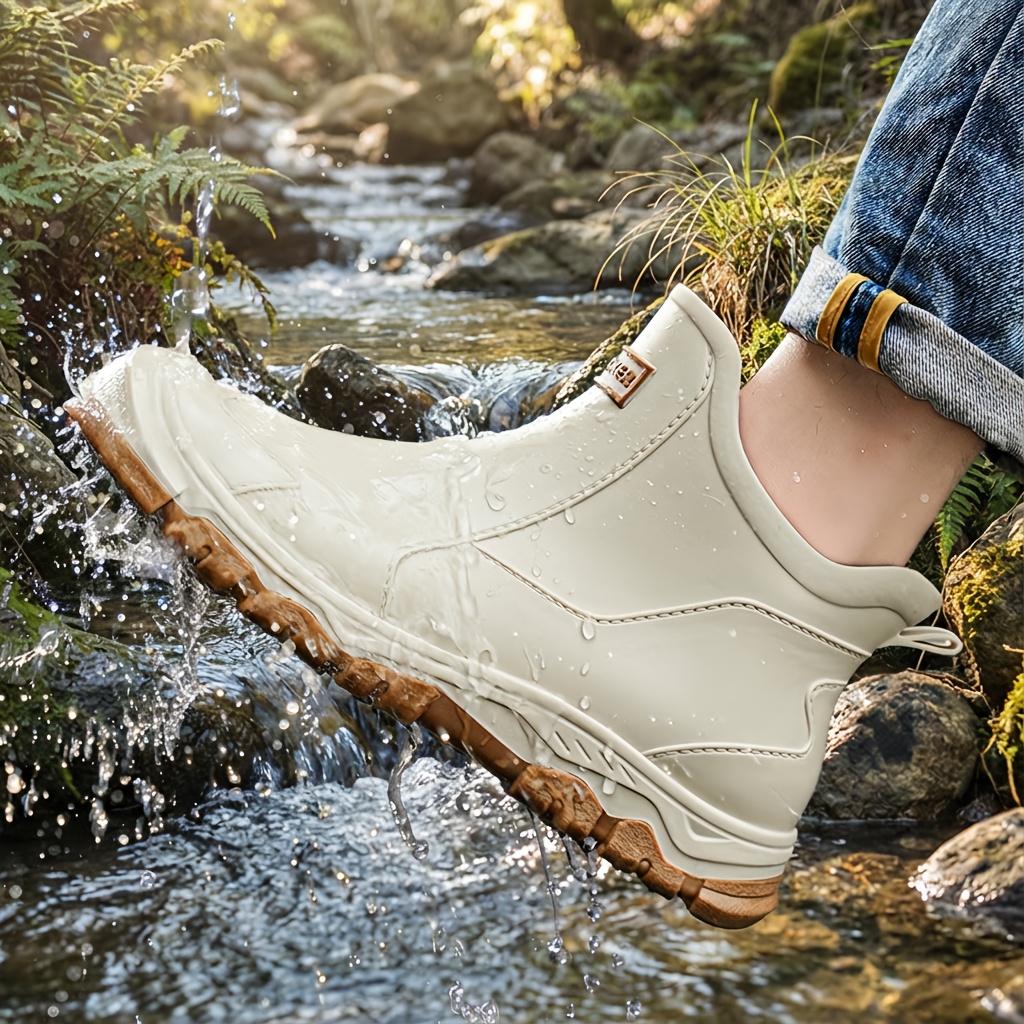 Unisex Short Ankle Rain Boots, Lightweight & Comfortable