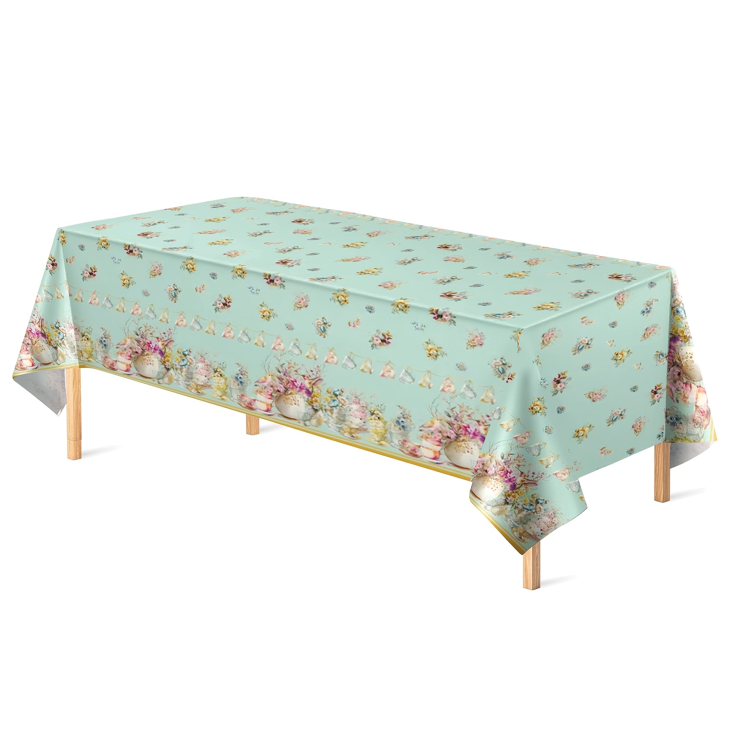 TEMU 1 nappe pour fête de thé, nappe florale printanière en plastique 54X108 pouces, décoration rétro pour fête de thé, convient pour les fêtes de