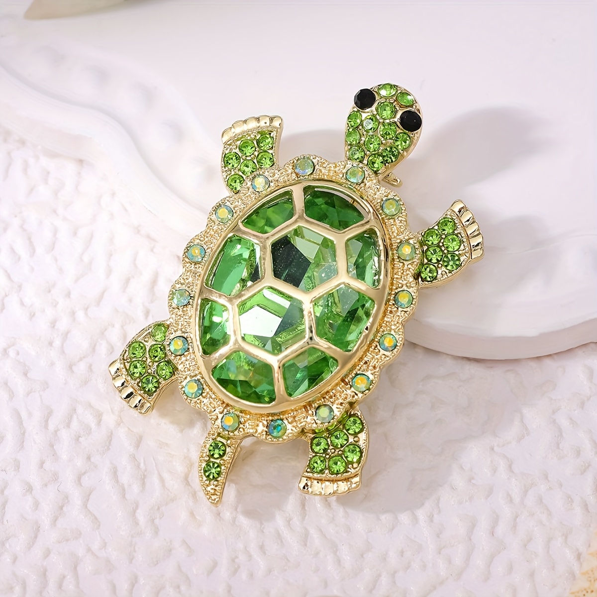 Image of Cute Rhinestone Crystal Animal Turtle Brooch, Fine Clothing Additions Pin, Fashion Jewelry Holiday Gift