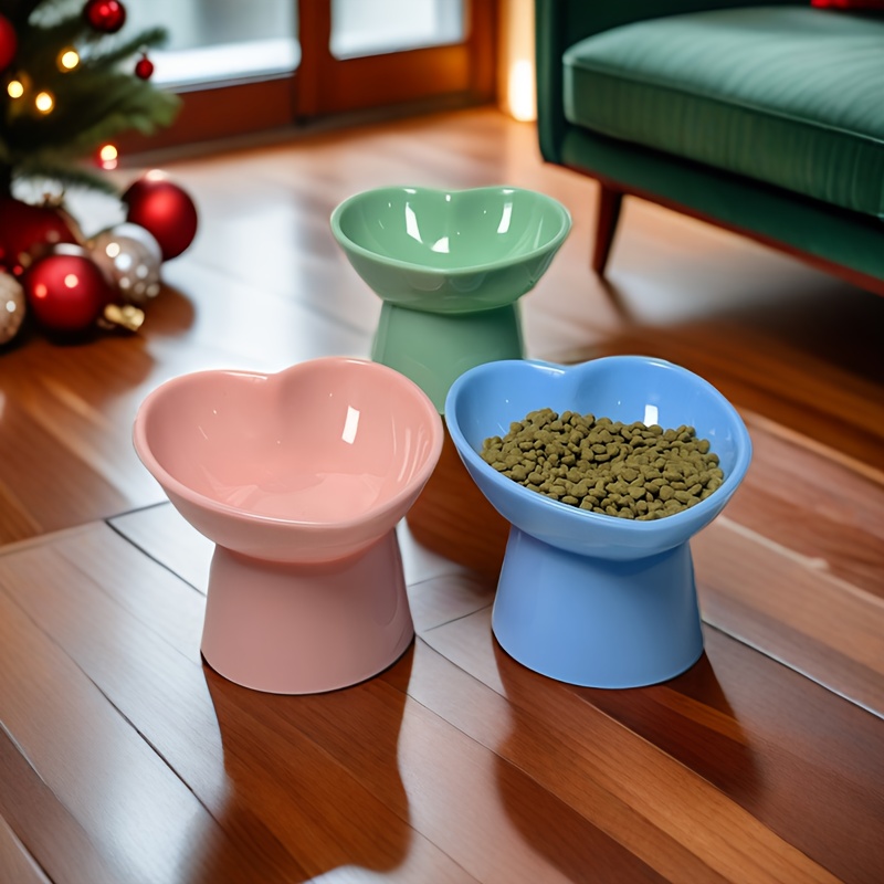 heart shaped elevated pet bowls for cats small dogs raised neck anti tip design spill proof feeding solution with plastic base   style pet dining accessories pet bowls for   pet feeding elegant   durable pet bowls Product details 0