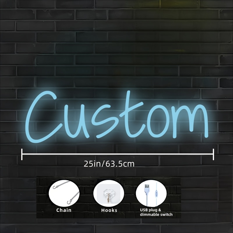 TEMU Customizable Neon Sign With Your - Personalized Wall Decor For Weddings, Birthdays, Parties, Bars, Game Rooms, -usb-powered, Neon Signs For Wall