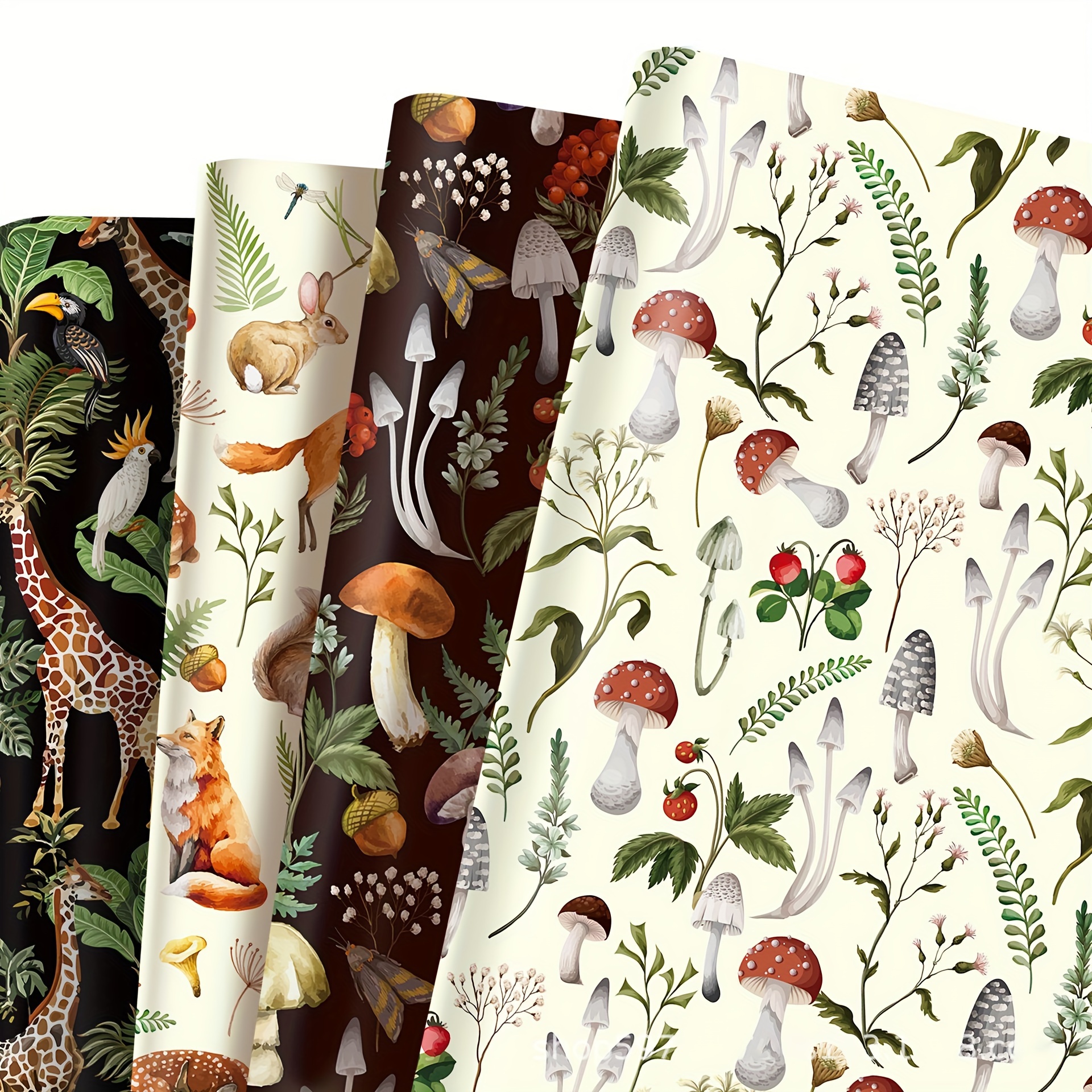 

Mushroom & Plants Gift Wrap - 12 Sheets, Decorative For Scrapbooking, Diy Crafts, Gift Wrapping & Party Decor & Birthday Gift