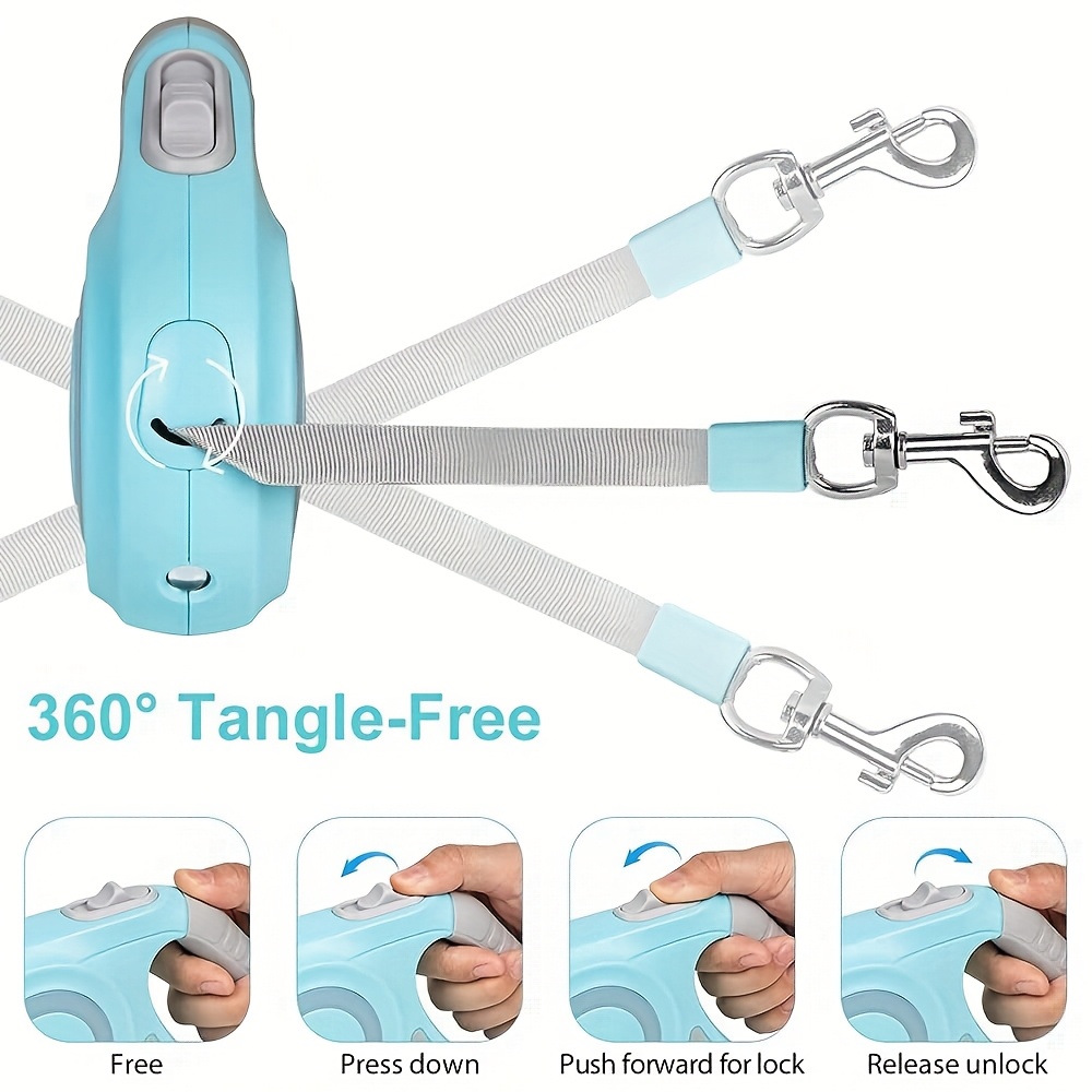 16ft 5m Retractable Dog Leash with LED Flash Light - 6 Color Streamer Conversion, Durable ABS Material, Battery-Powered for Nighttime Walks, Purple&Orange Options, Outdoor Pet Accessory | Sleek Pet Leash | Ergonomic Design, Leash for Dogs