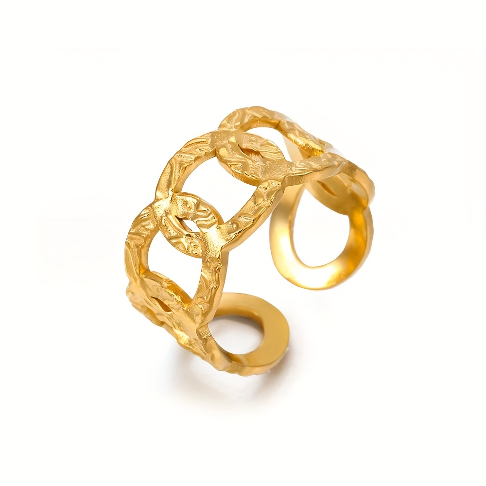 Women's Trendy Spliced Design Stainless Steel Open-End Ring