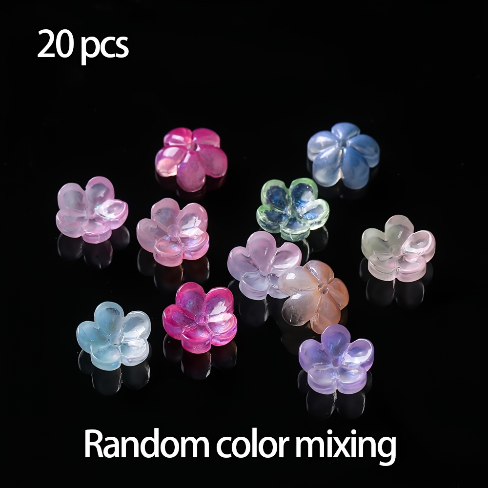 TEMU 20 Stück Zufällige Farbe Glas Blumen Perlen Armband Halskette Perlen für Schmuckherstellung Zubehör