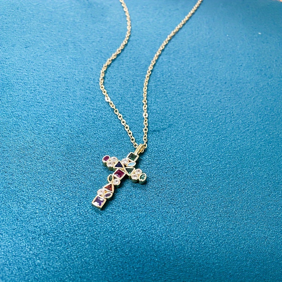 Bohemian Style Crystal Cross Pendant Necklace