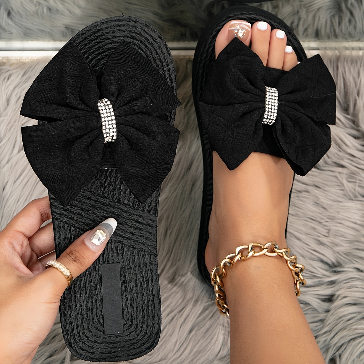 Image of Women's Fashion Bow Slippers Suitable For Outdoor Activities And Valentine's Day, Women Shoes