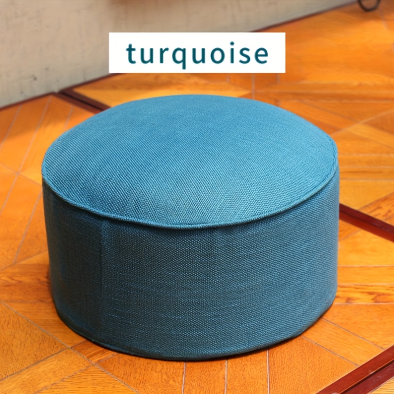Modern Minimalist Round Ottoman Floor Cushion - Thickened Linen Meditation Seat With Zipper Closure, ///navy Options, Durable & Easy- For Living Room, Bedroom, Office Decor, Ottoman Cushions