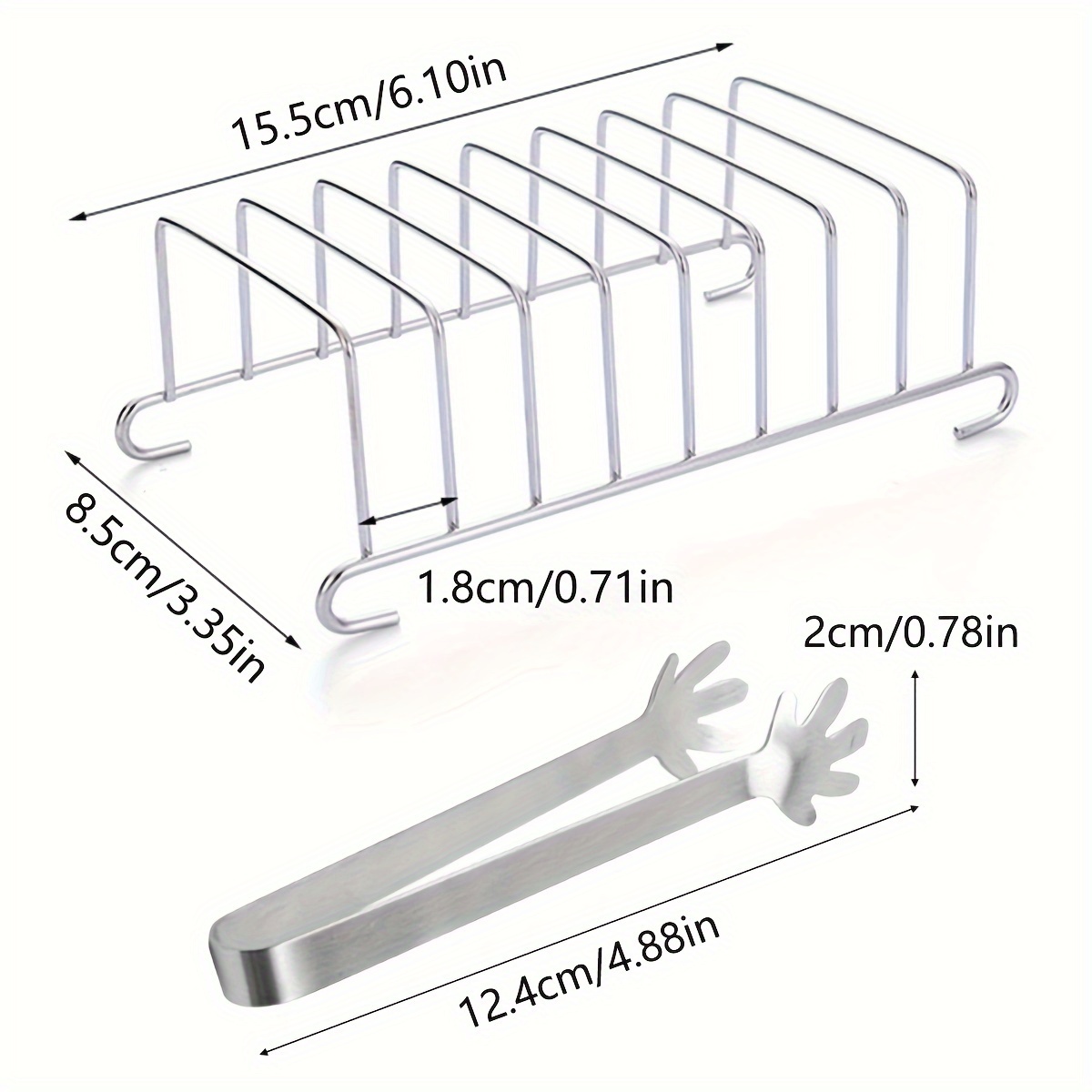 TEMU 1pc/Set Accessoires pour friteuse à air en acier inoxydable, support à toast, pince à pain, outil combiné de pince à pain pour la cuisson des