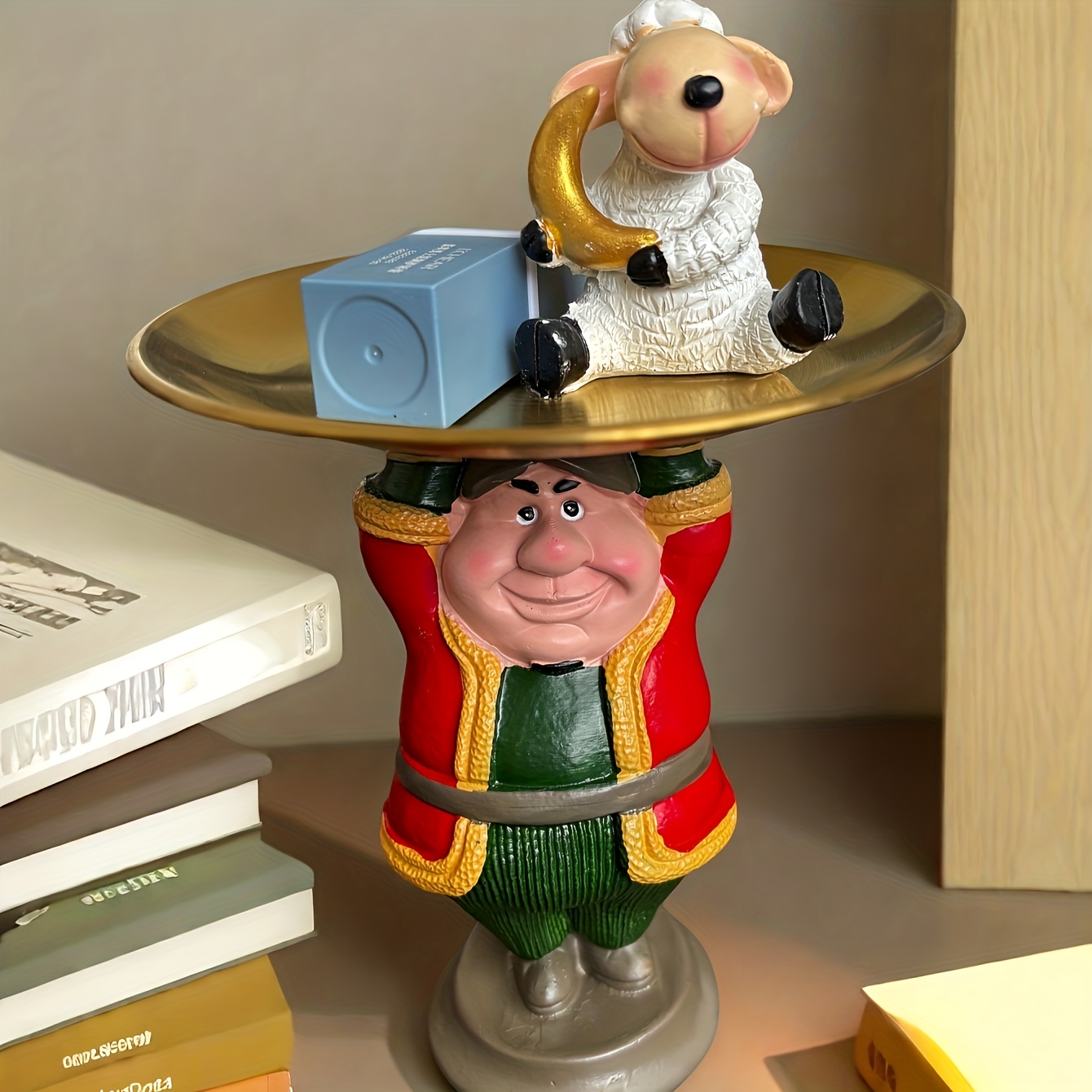 1pc islamic muslim resin miniature house shaped decorative tray with arabic dutch style traditional green golden miniature house suitable for eid al fitr ramadan christmas easter decorations cultural gift statue islamic decor non food Product details 1