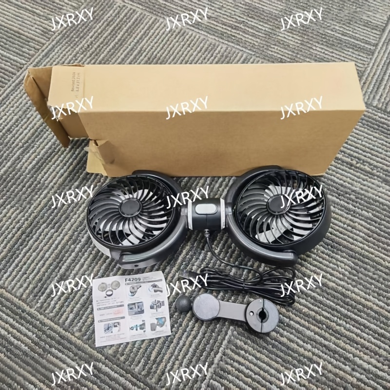 Dual Head Car Fan,usb Powered Car Fan With Adjustable And 360 Degree Rotation And Detachable Suitable For Pet, Cars, Suvs And Offices Strong Airflow, For Rv Trip