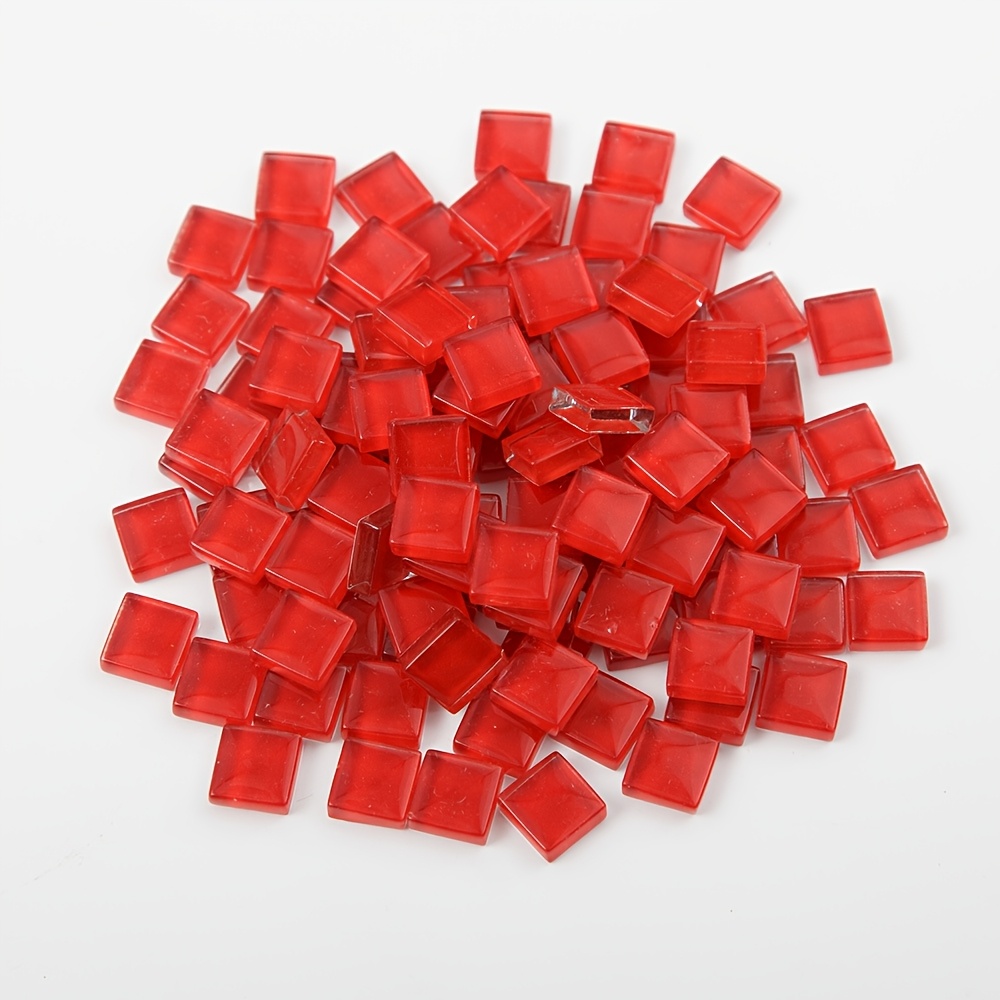 E-shop 251 Stück Karierte Glas-Mosaik, für DIY Handarbeiten, Rot, Grün, Blau, Gelb, Lila, Weiß, Schwarz stehen zur Auswahl