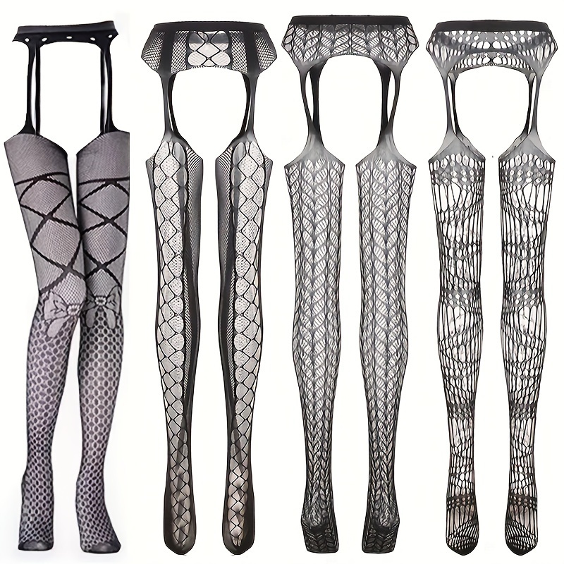 

Women's 4-pack - Polyamide Stretchy Suspender With Hollow Details, Knit Elastic Fabric, Hand Wash - 90% Polyamide 10% Elastane