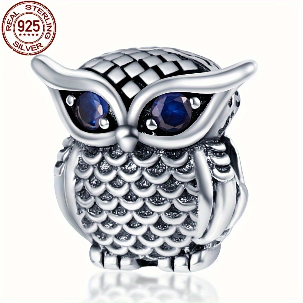 

1pc 925 Sterling Silver Owl Charm Fit Original Bracelet Bangle Necklace For Diy Women's Jewelry Making Gift Silver Gram Weighs 4 Grams