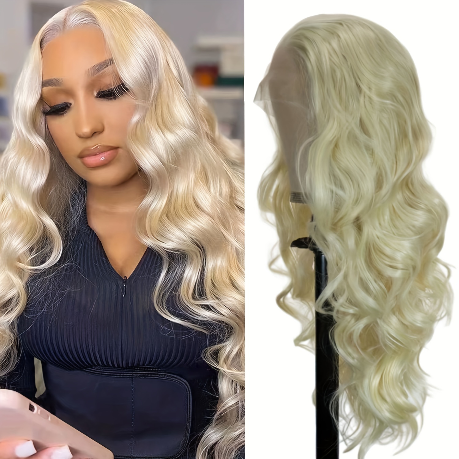 Blonde Lace Front Long Natural Wave Wig 24\