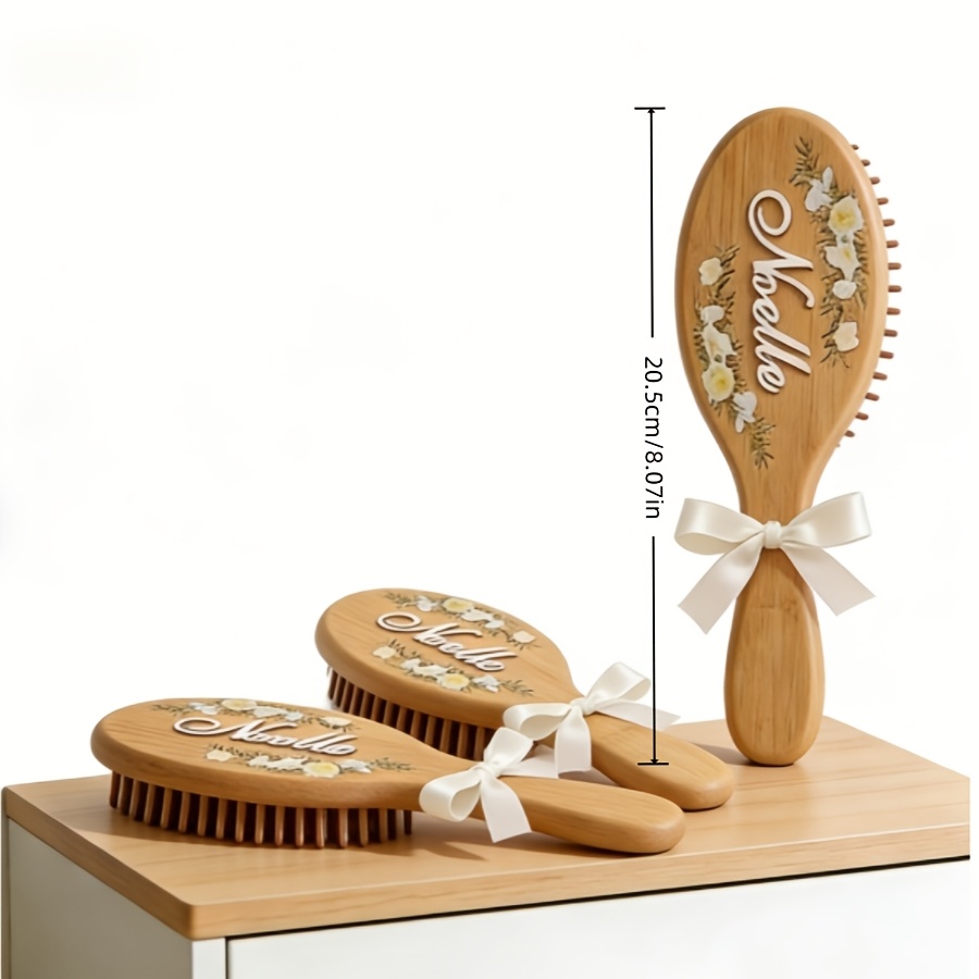 TEMU Custom 1pc Printed Anti-static Air Cushion Hair Comb, With Custom Text, Acrylic Inlaid Name, Suitable As A Bridesmaid Gift, Birthday Gift, And