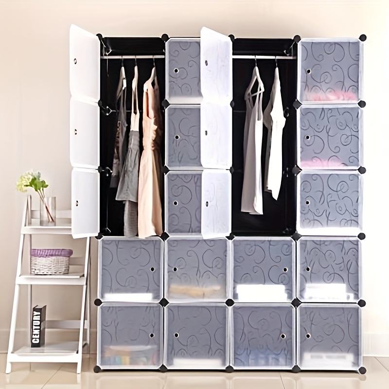 * tragbarer Kleiderschrank aus Kunststoff mit einem 20-Fächer-Moduldesign, ideal zum * von Platz. Dieser Aufbewahrungsschrank-Organizer ist * für Schlafzimmer, Schränke und Studentenwohnheime, mit den