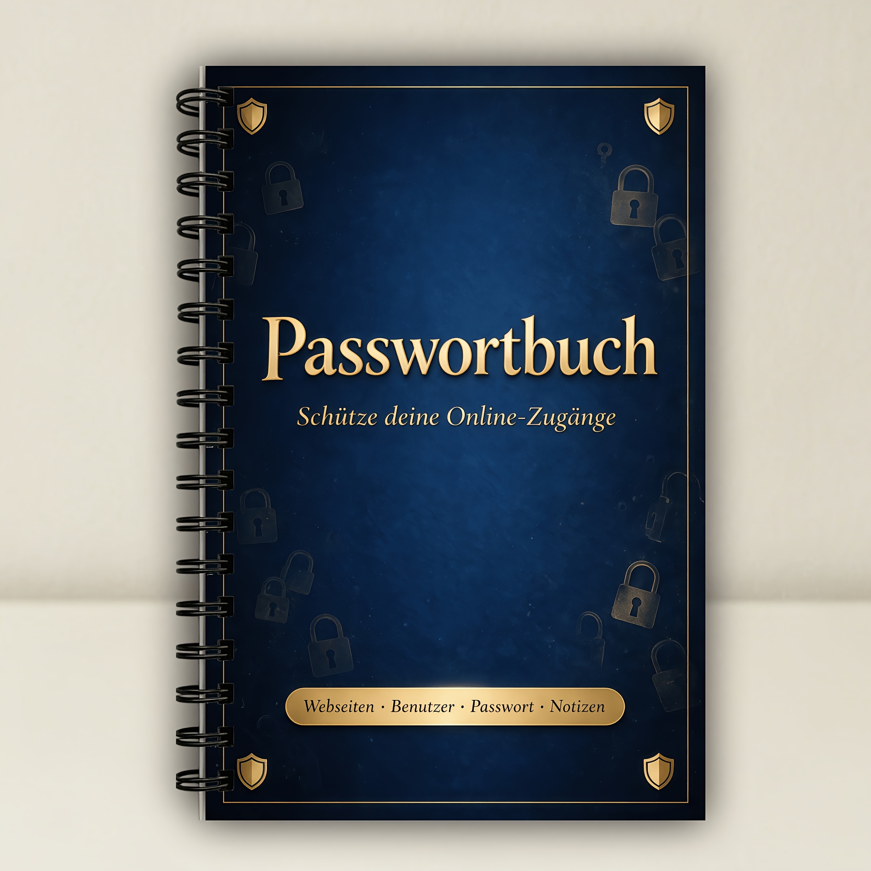 Image of German Version Website Key Registration Book, Navy Luxury Password Record Book, Coil Portable Account Password Book, Office Login Album, High-end Business Men's Gift Password Logbook