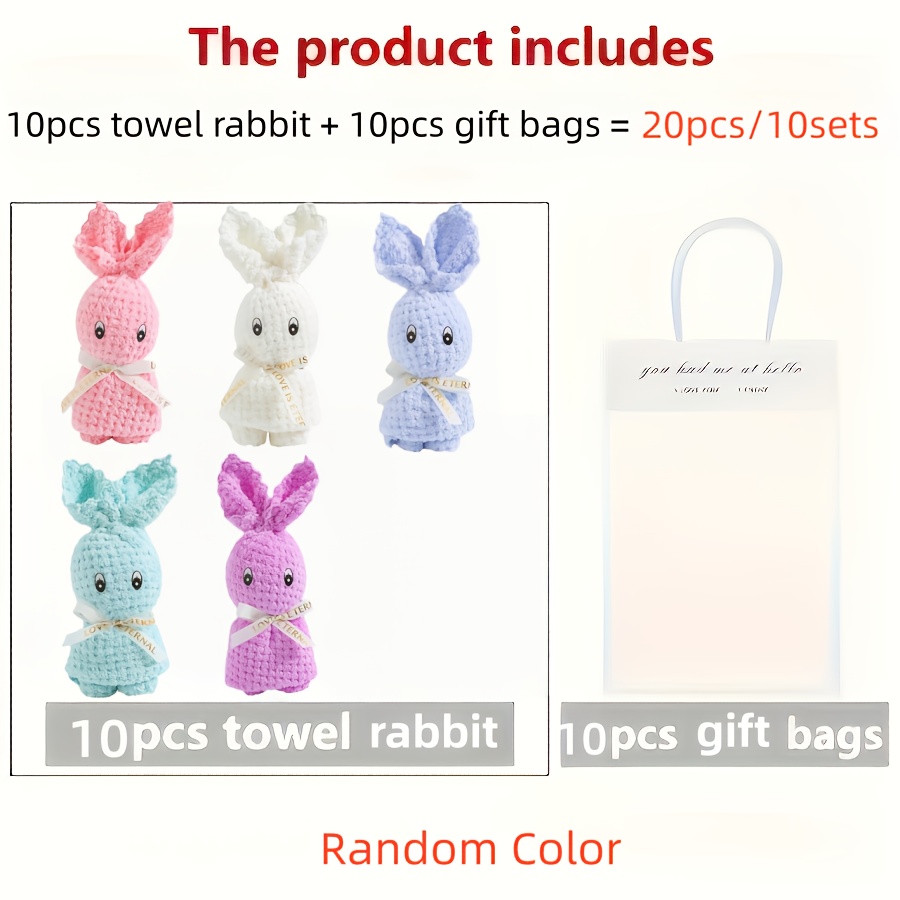 20pcs Cute Bunny Towel Set, Soft And Quick-drying, Multiple Colors - Perfect For Home Bathroom | Ideal Gift For Weddings, Birthdays, Parties, And Easter