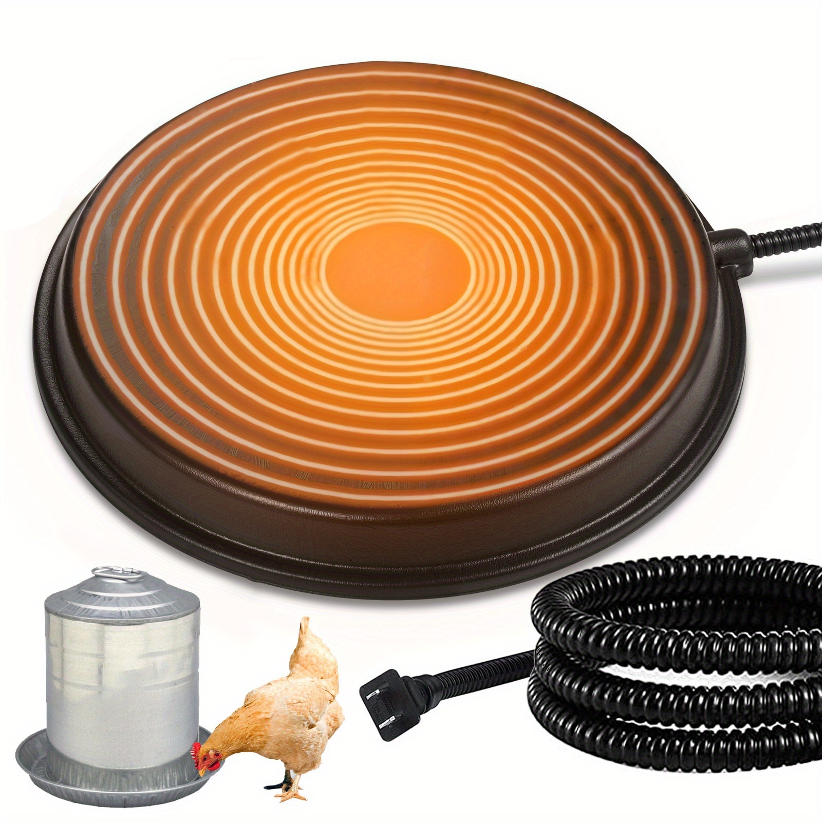 TEMU Base Chauffante pour Abreuvoirs de Poulets - Chauffe-Fontaine d'Abreuvement pour Volaille, Déverglaisseur d'Hiver de 80 Watts pour Eau de ,