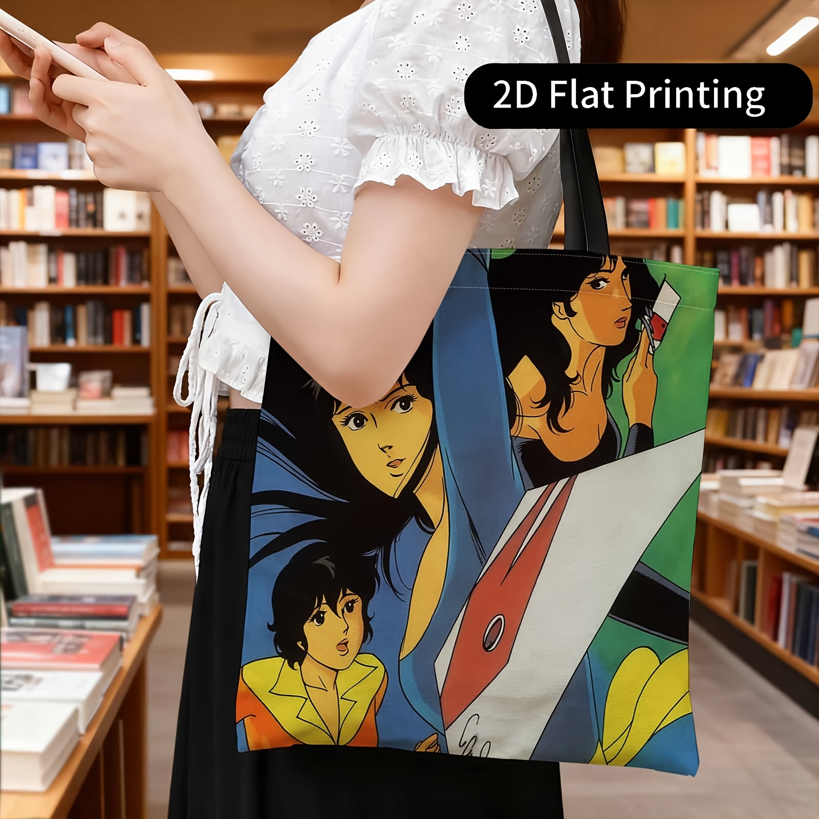 TEMU Borsa a stampata su entrambi i lati, 1 pezzo - 1. Personaggi anime 2. Posa 3. Sfondo multicolore - Borsa per portatile, borsa per riporre, borsa