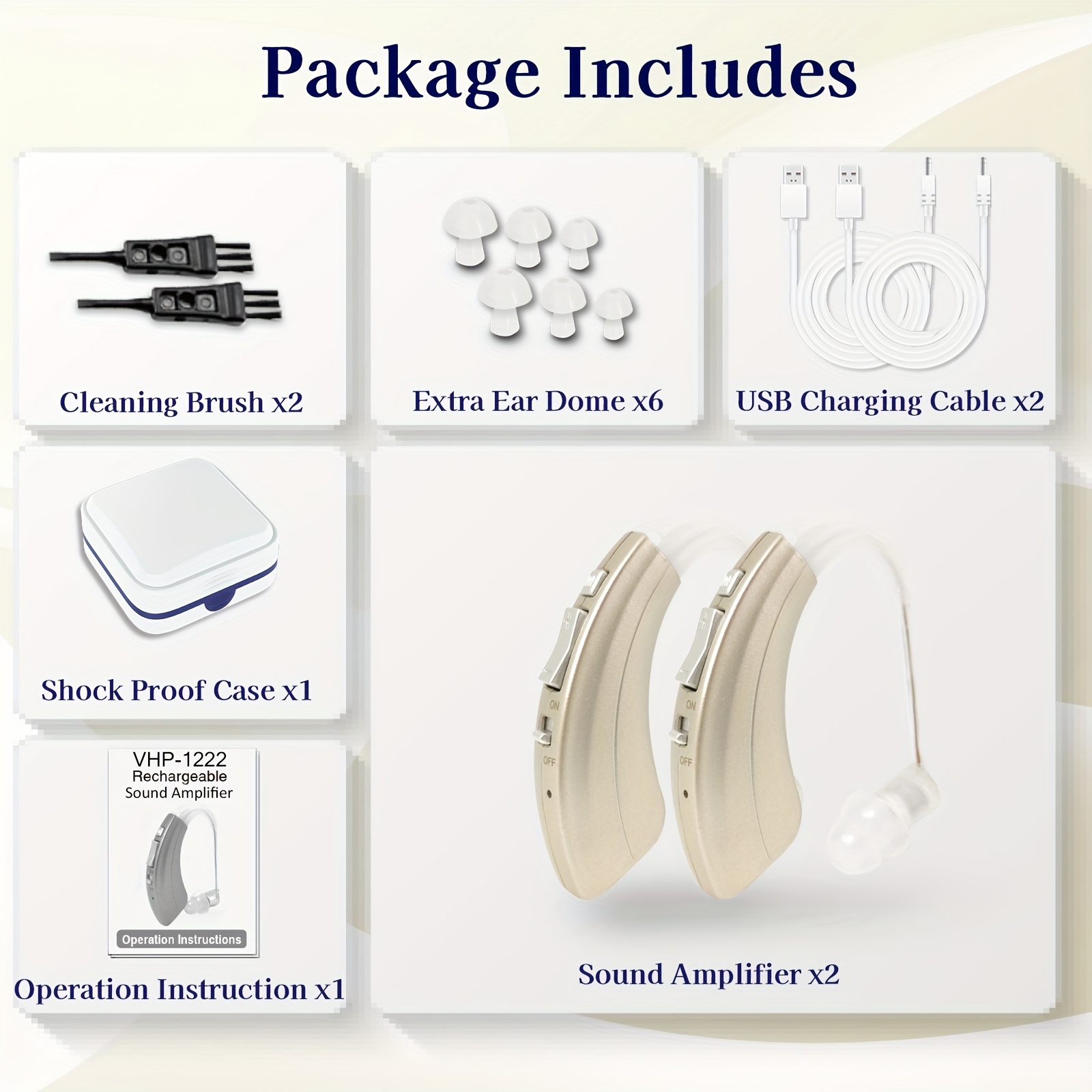 Delmicure Hearing Amplifier, Rechargeable Sound Amplifier, Hearing Device for Men & Women, Home Use Sound Device for Ear, Adult Gift Choice, Ideal for Ear, Sound Amplifer Device with 4-Mode, Sound Amplifier on Deals, 2 Pcs, Golden Device, Binaural Use