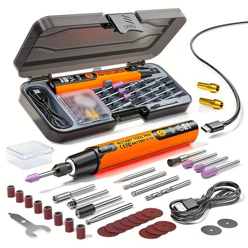 item picture 6 speed adjustable usb rechargeable 40 in 1 mini electric drill grinder polisher engraver cordless rotary tool quiet cooling engraving tool polishing equipment stylish design durable suitable for wood metal stone gemstone carving etc