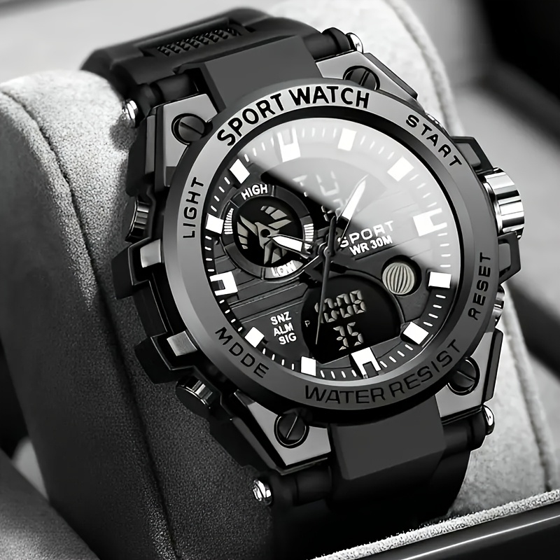 Stylish Dual Display Digital Analog Sport Watch with Chronograph, Date Indicator & 24H Alarm - Quartz Movement for Men, Students, Business Professionals, Student Accessory, Sleek Watch Design, Secure Strap Design, Durable Watch