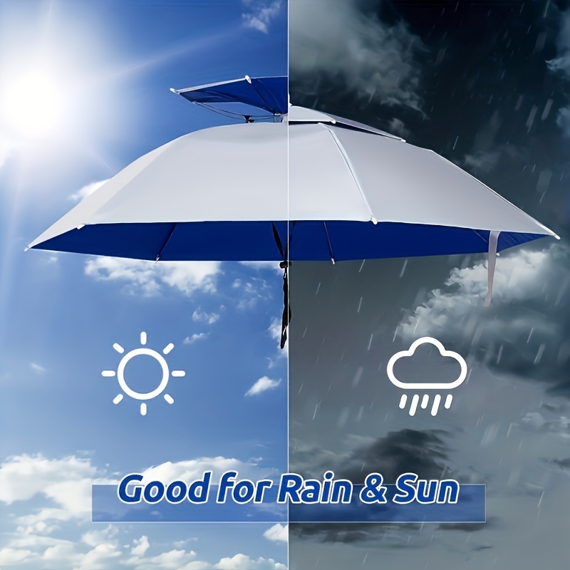 1pc fishing umbrella hat hands free foldable umbrella cap adjustable headwear for camping gardening details 5