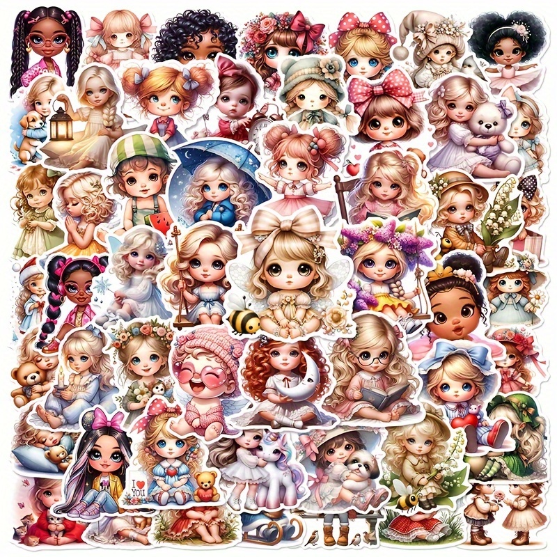 50pcs Cute Little Girl Graffiti Stickers Motorcycle Stickers