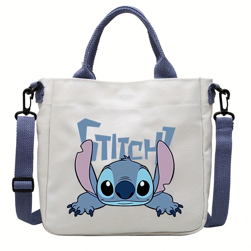 

Disney Stitch Shoulder Bag, Casual Canvas Tote With Detachable Strap, Crossbody Handbag For Daily Use