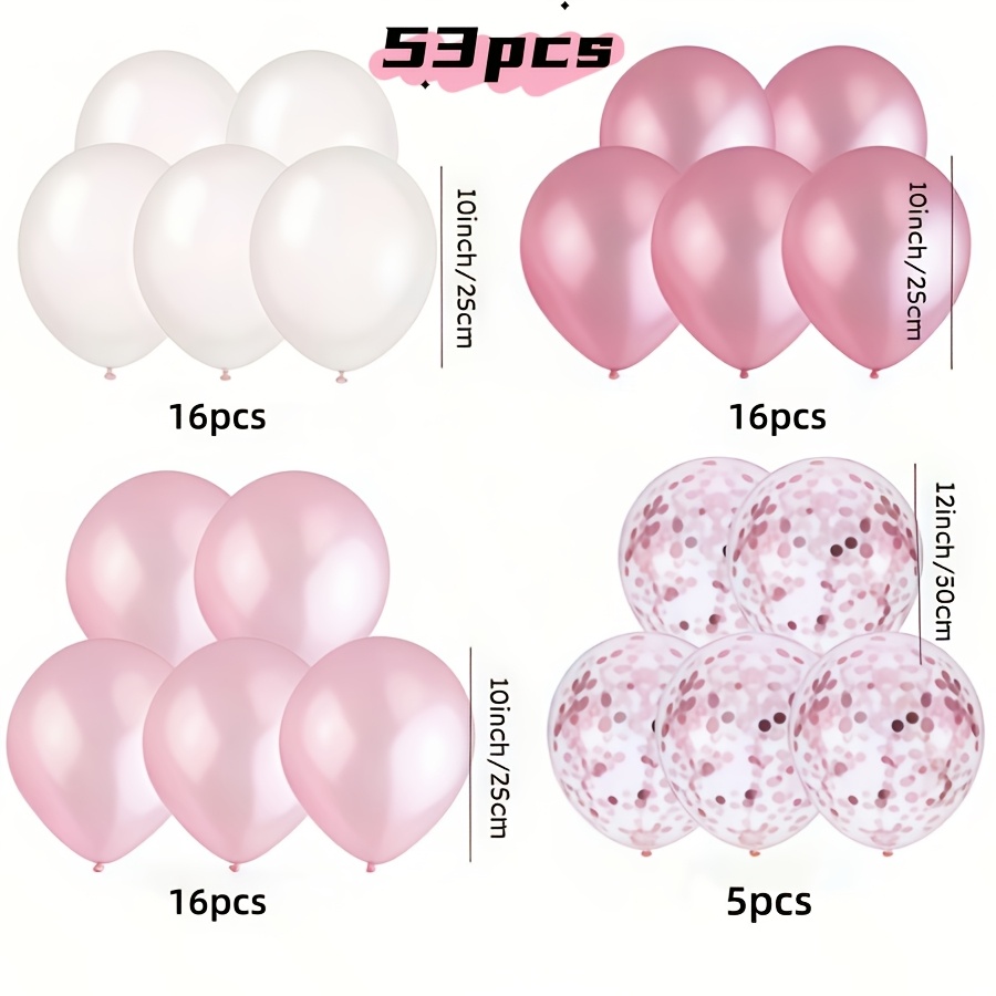 Image of 53, Pearl Powder And Pink Confetti Balloons, Birthday Decorations, Showers, Weddings, Engagements, Party Decorations, Summer , Holiday Decorations, New Year's, Mother's Day, Valentine's Day
