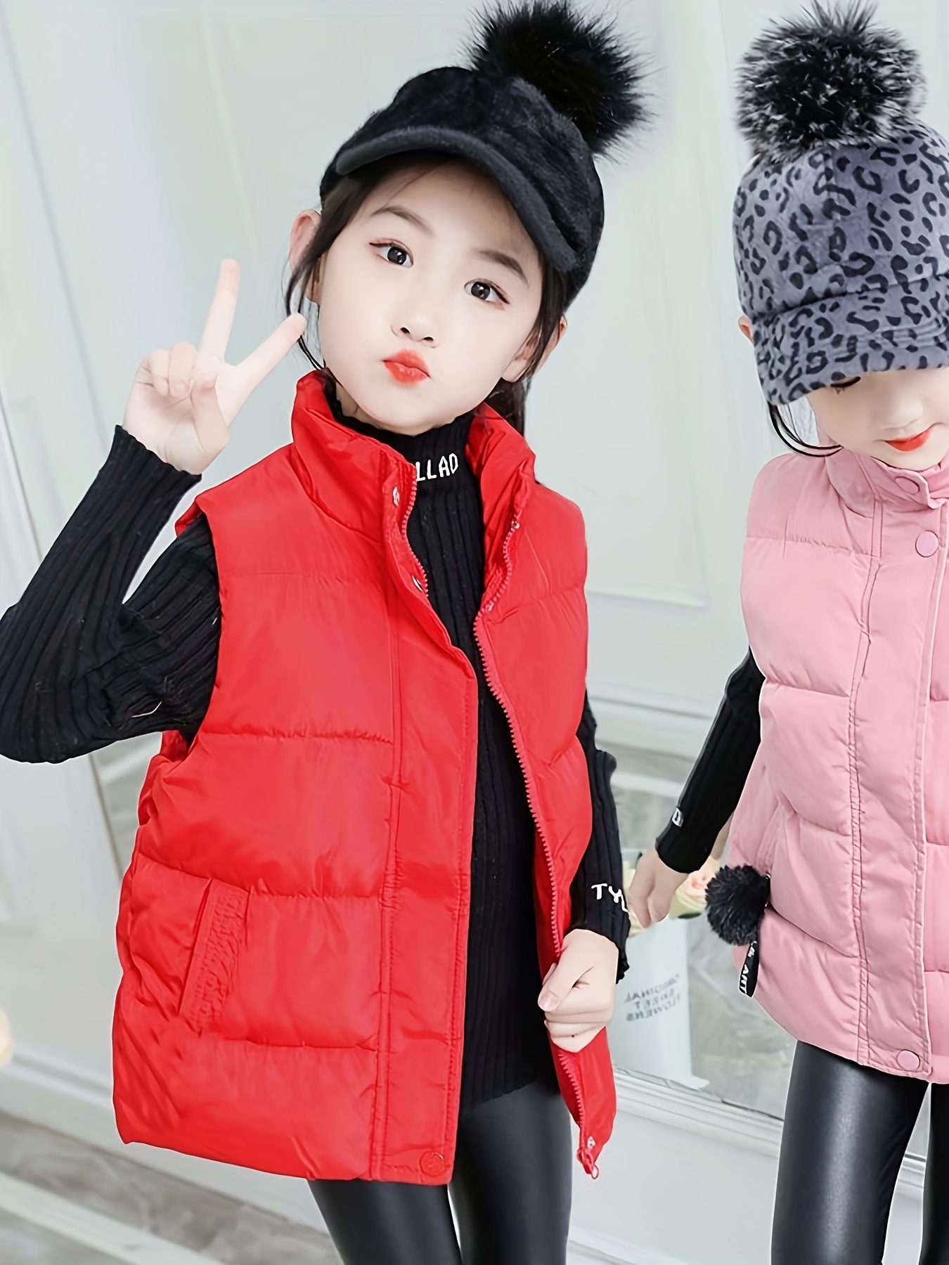 girls winter sleeveless vest stand collar zipper front Temu Nigeria