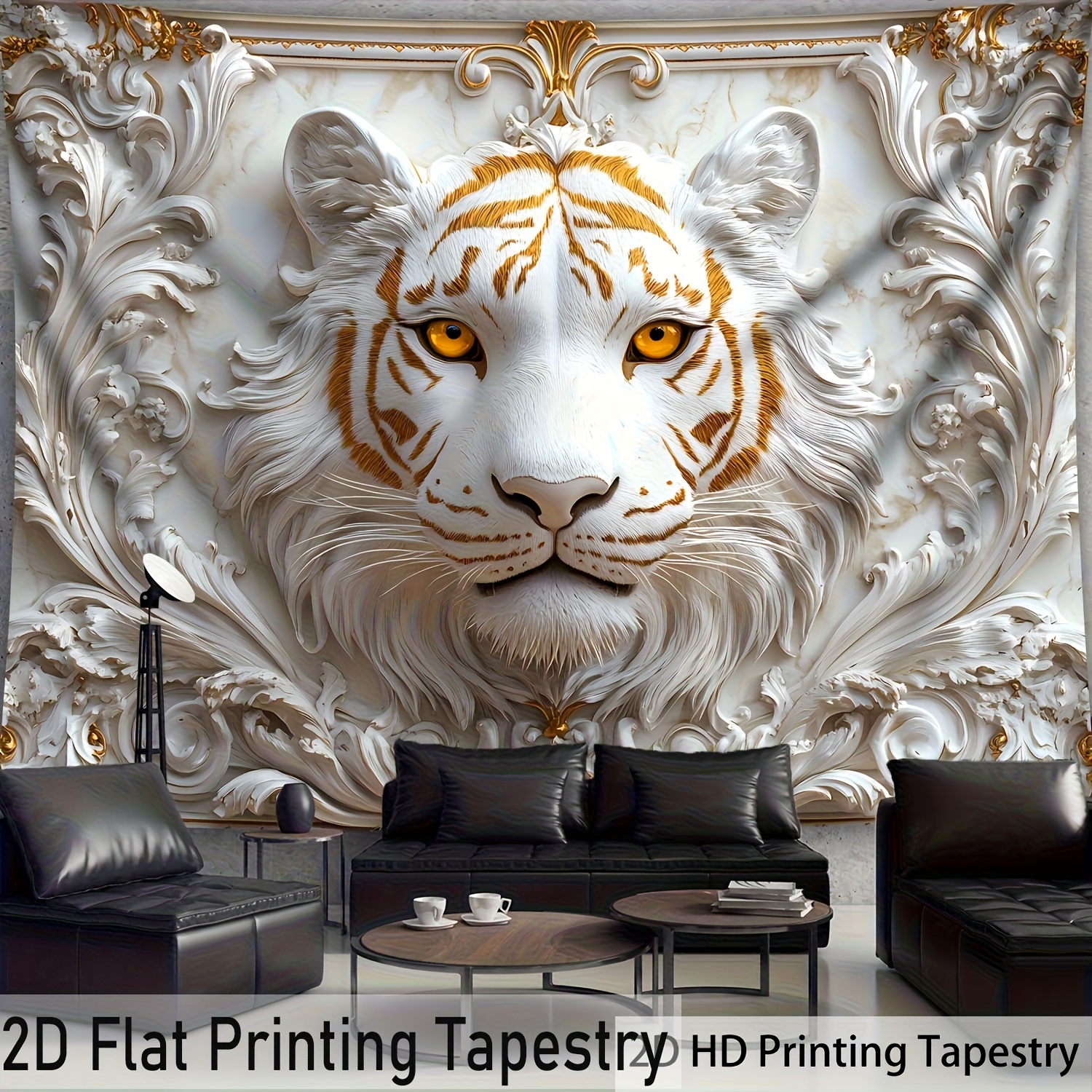TEMU 2d Flat, [ 2d Flat Printing]1pcs- Ultra Large Size- Tiger Tapestry Landscape Photo Huge Digital Printing Tapestry, Aesthetic High-definition