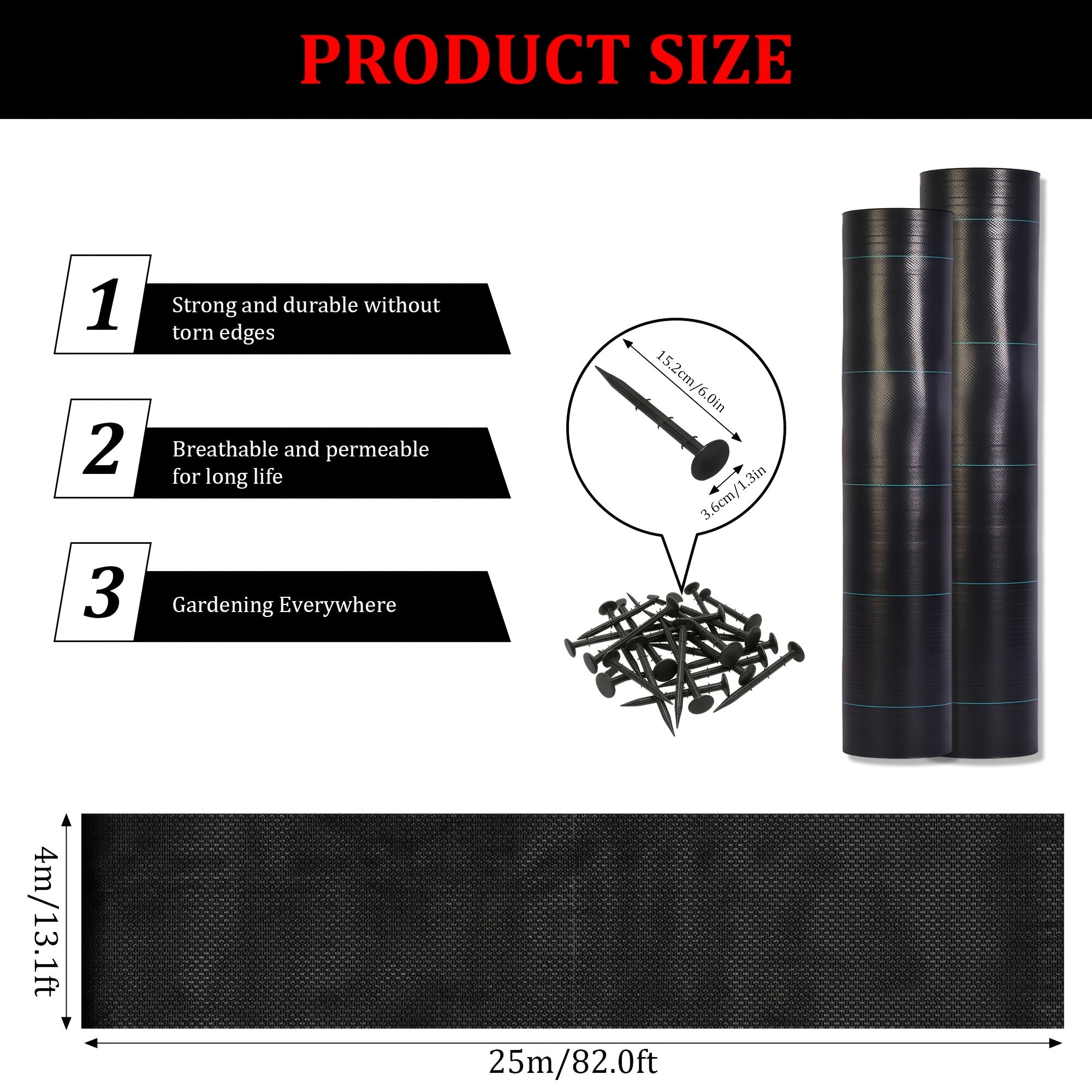 Image of Heavy-duty Weed Control Fabric Weighing 120g/m², Prevents . Ideal For Planting Beds, Garden , And Landscaping. This Durable And Breathable Ensures Long-lasting Garden Maintenance